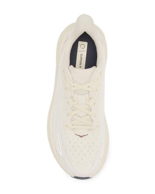 Hoka One One White Clifton 9 Running Shoe for men