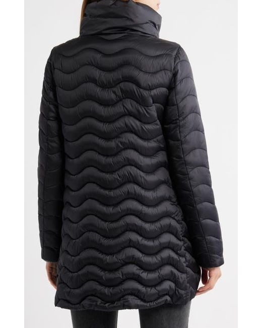 Save The Duck Black Livette Wavy Quilted Water Repellent Puffer Jacket