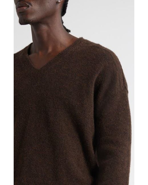 Rick Owens Brown Tommy Alpaca & Wool Blend V-Neck Sweater for men