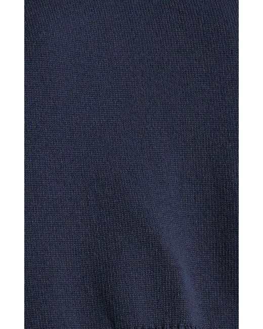 Sacai Blue Nylon Twill & Cotton Blend Hybrid Crewneck Pullover