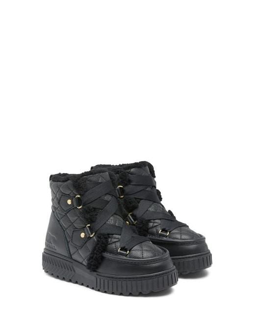 Sorel Black One Ave Alpine Genuine Shearling Trim Waterproof Boot