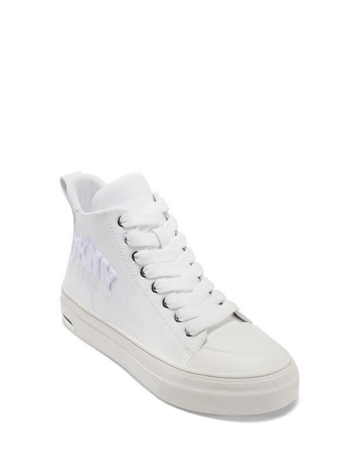 DKNY White Yaser Mid Sneaker