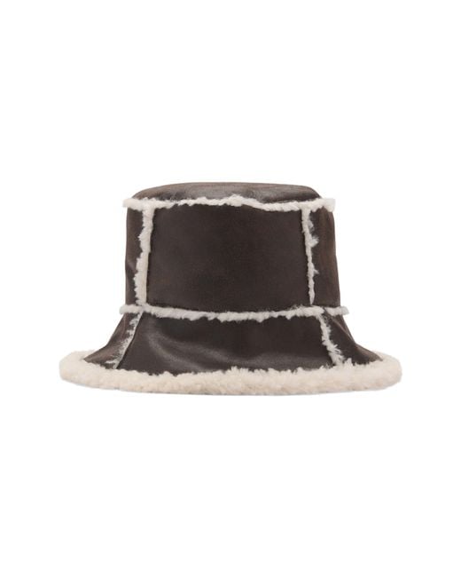 Mango Black Faux Shearling Bucket Hat