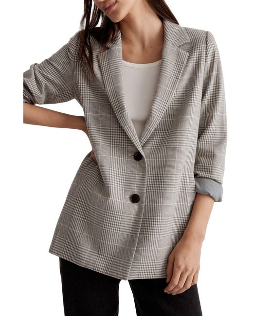 Madewell Dorset Plaid Relaxed Fit Blazer in Gray | Lyst