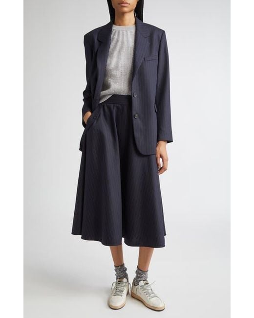 Golden Goose Deluxe Brand Blue Journey Pinstripe Wool Blend Blazer