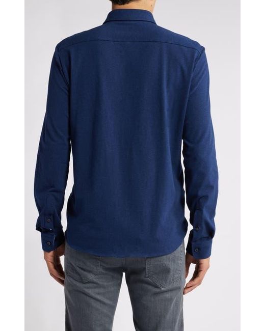 Boss Blue Roan Solid Stretch Cotton Button-Up Shirt for men