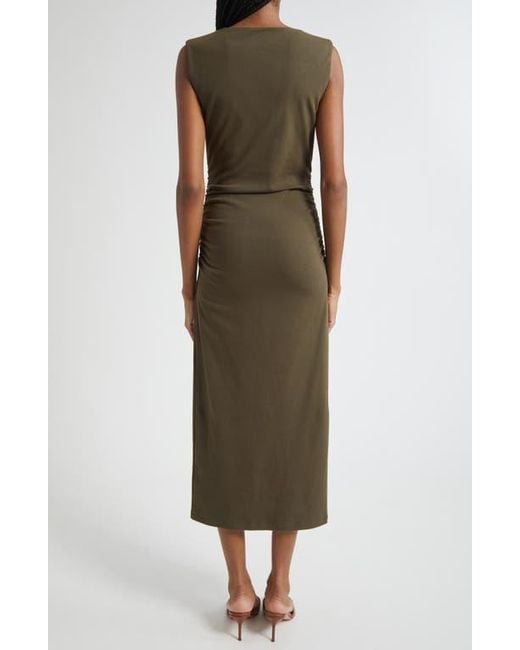 Veronica Beard Green Charissa Sleeveless Stretch Cotton Midi Dress
