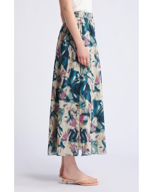 Nordstrom Green Print Cotton & Silk Maxi Skirt