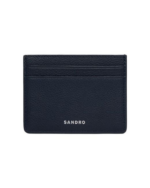 Sandro Blue Grained Leather Cardholder for men