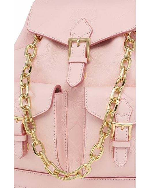 MCM Pink Aren Drawstring Backpack