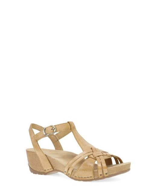Dansko Natural Tia Ankle Strap Platform Wedge Sandal