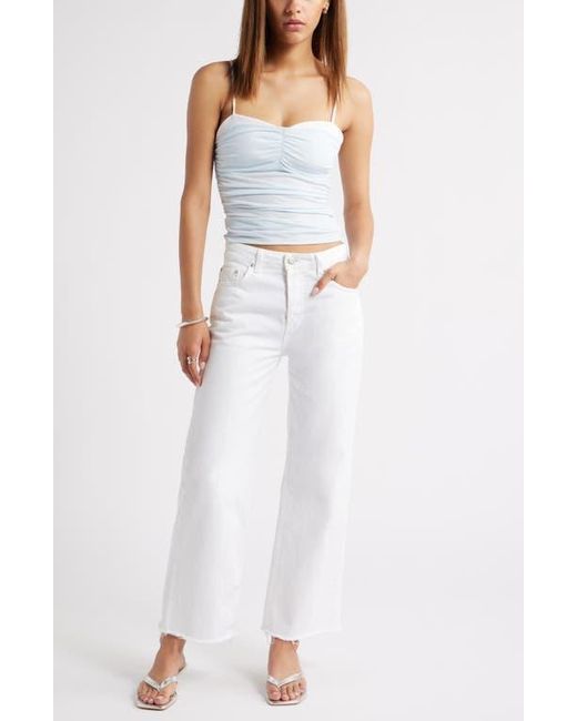 Open Edit White Ruched Layered Contrast Trim Camisole