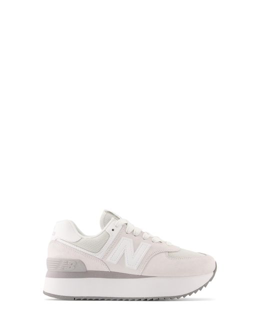New Balance White 574+ Platform Sneaker