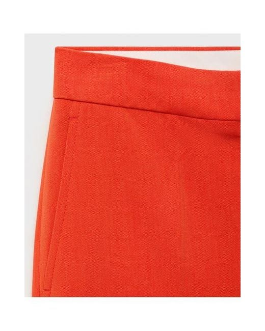 Mango Red Pleated Straight Leg Pants