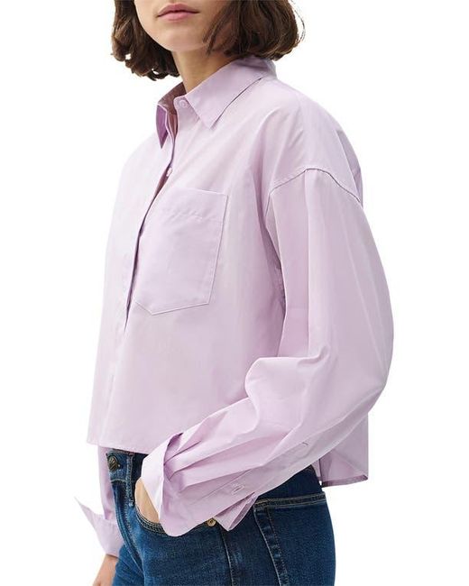 Rag & Bone Purple Marin Crop Cotton Button-Up Shirt