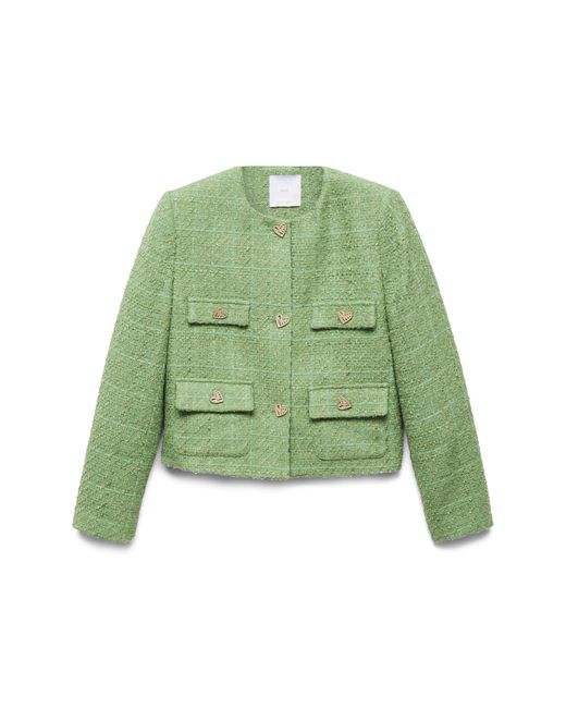 Mango Tweed Jacket in Green Lyst