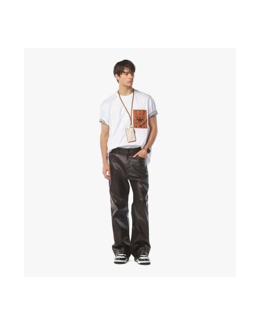 MCM White Monogram Patch Pocket T-Shirt for men