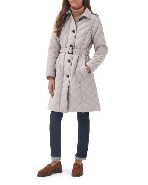 Barbour Natural Rosalind Quilted Belted Trench Coat