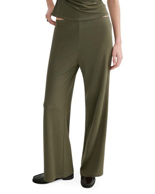 Mango Green Pull-On Straight Leg Pants