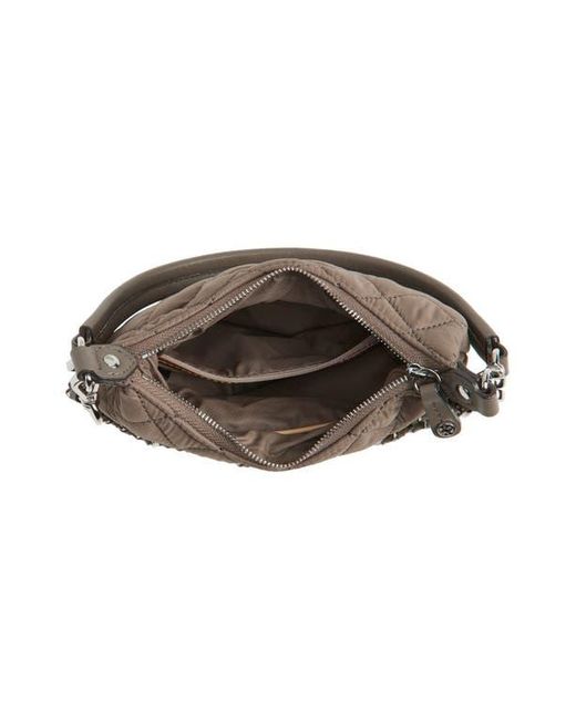 MZ Wallace Brown Mini Crosby Sienna Quilted Nylon Shoulder Bag