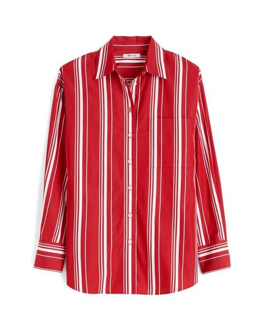 Madewell Red Stripe Oversize Cotton Poplin Button-Up Shirt