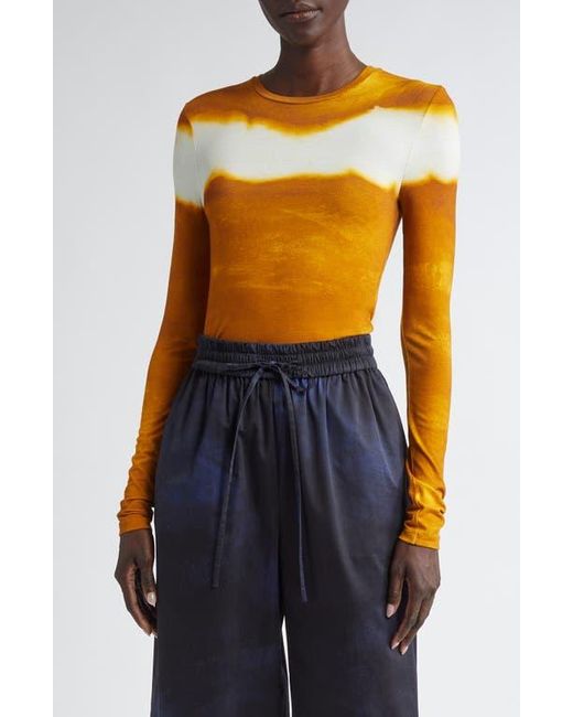 Jason Wu Blue Painted Stripe Long Sleeve Jersey Top