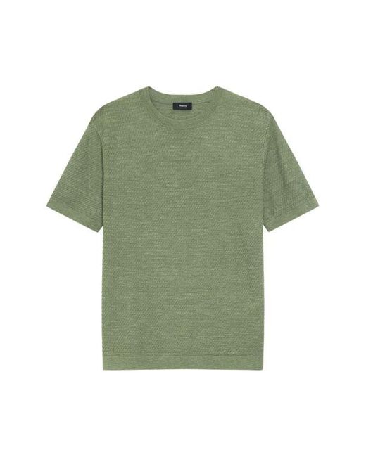 Theory Green Kolben Short Sleeve Linen & Cotton Blend Crewneck Sweater for men