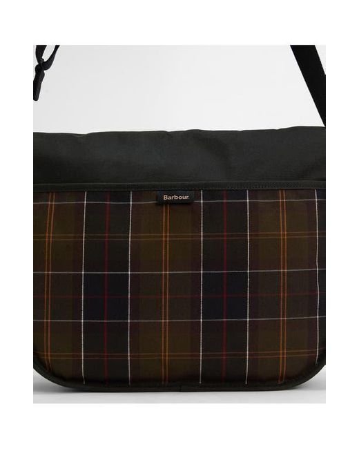 Barbour Black Field Riever Wax Cotton Crossbody Bag for men
