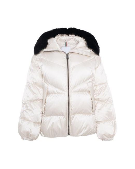 Gorski White Apres-Ski High-Low Jacket With Detachable Trim