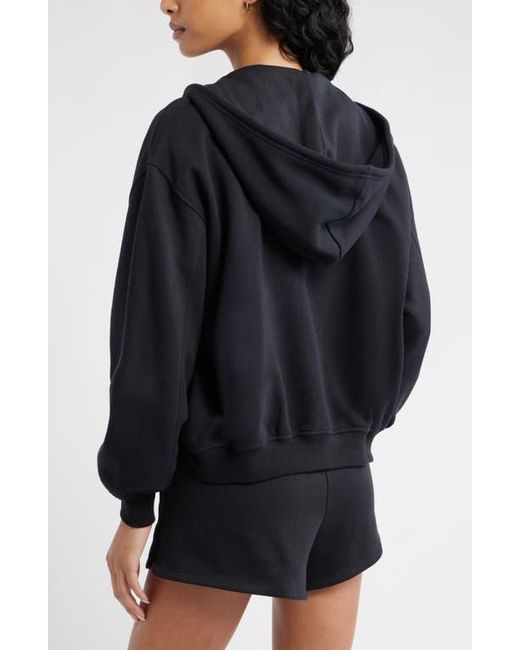 BP. Black Relaxed Cotton Blend Zip Hoodie