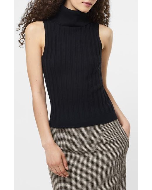 French Connection Black Rib Turtleneck Sleeveless Sweater