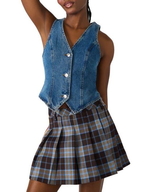 Steve Madden Blue Micky Crop Denim Vest