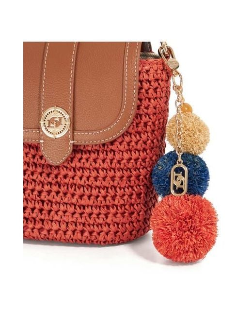 Dune Red Dimple Raffia Handbag
