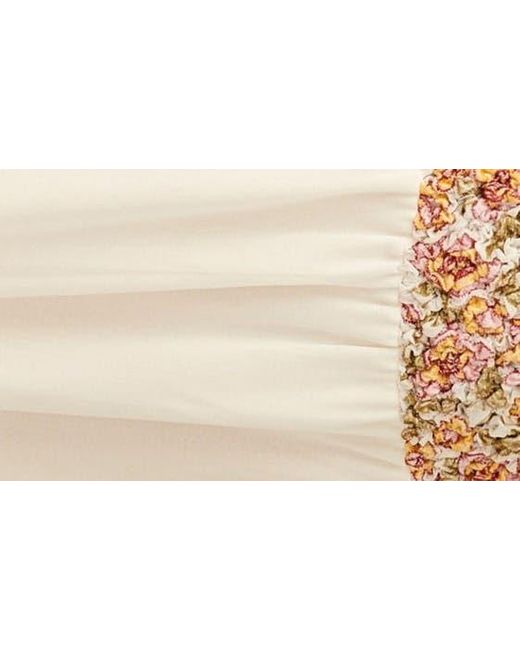 Free People Natural Augusta Floral Appliqué Crop Top & Asymmetric Skirt Set