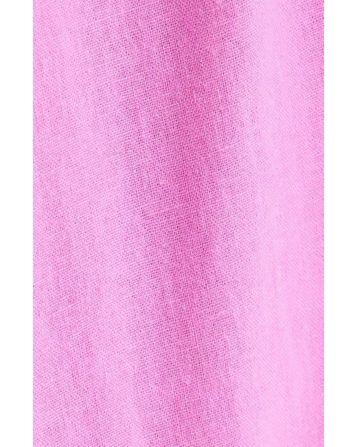 Treasure & Bond Pink Short Sleeve Button Down Linen Blend Midi Dress