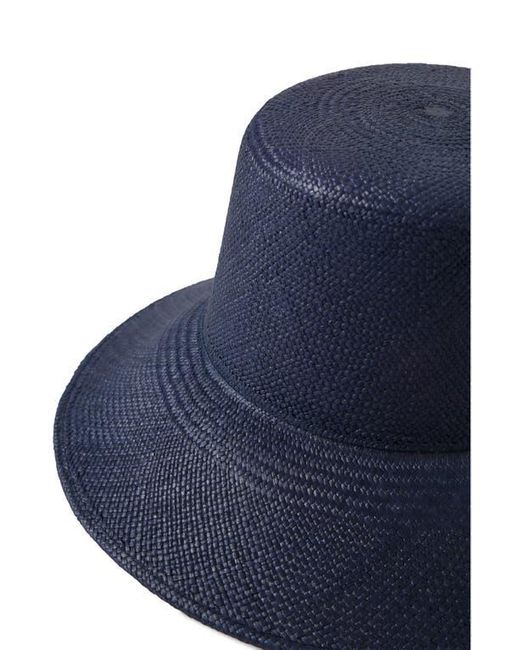 Brixton Blue Lopez Panama Straw Bucket Hat