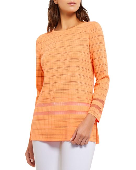 Misook Orange Burnout Stripe Sweater