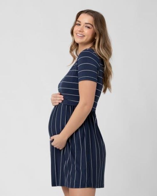 Ripe Maternity Blue Crop Top Nursing Dress
