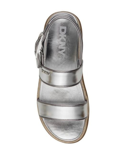 DKNY White Bernae Slingback Platform Espadrille