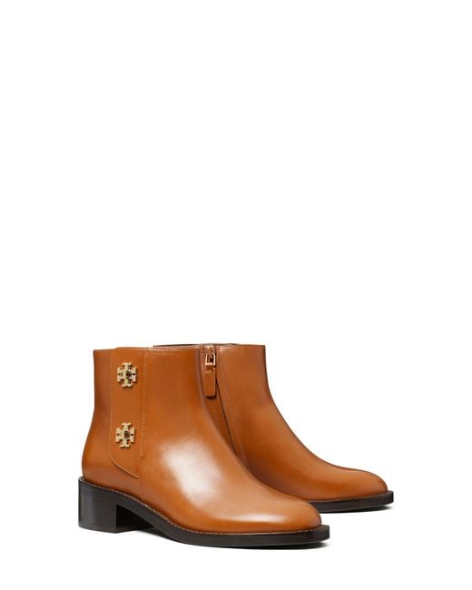 Tory Burch Brown Turnlock Ankle Bootie