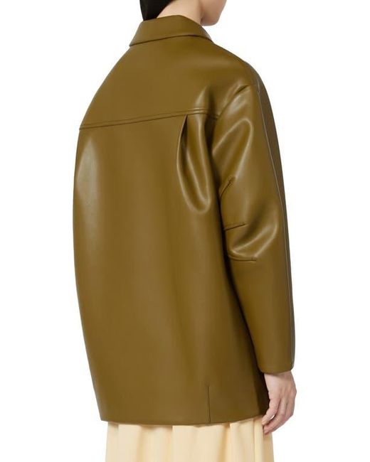 MM by Max Mara Green Fuoco Faux Leather Jacket