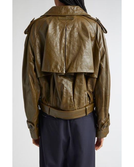 Marni Green Leather Crop Trench Coat