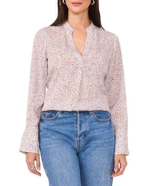 Vince Camuto Red Dot Print V-Neck Split Cuff Top