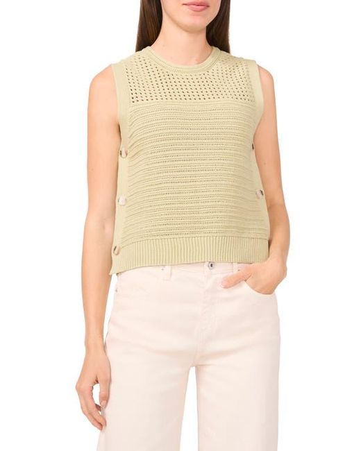 Halogen® Multicolor Open Stitch Sleeveless Cotton Side Button Sweater