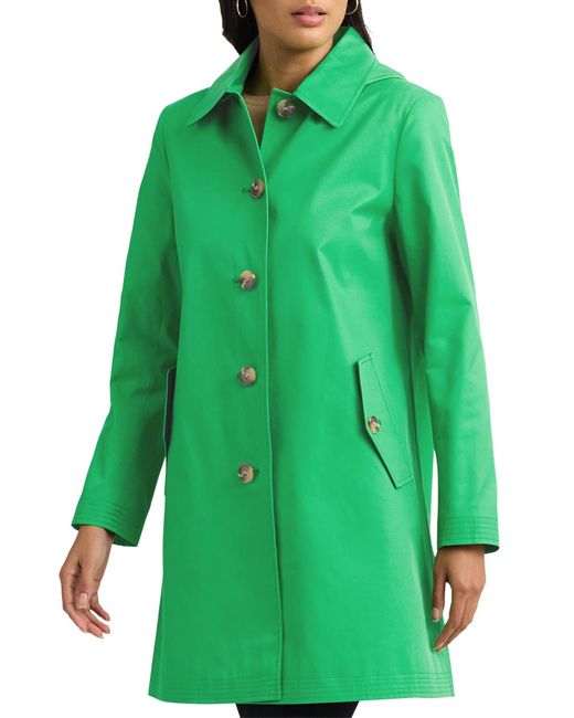 Lauren by Ralph Lauren Green Cotton Blend Coat With Removable Hood