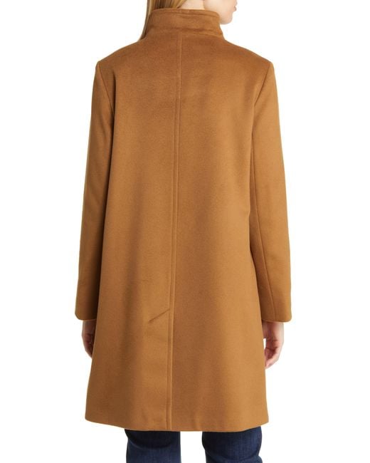 Fleurette Brown Drew Stand Collar Cashmere Coat