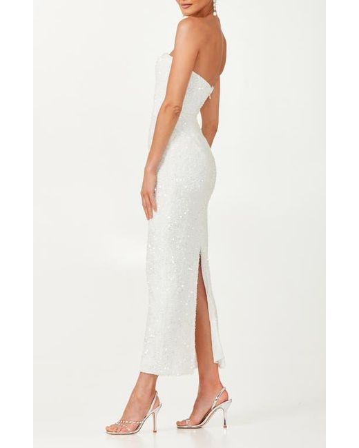 HELSI White Leslie Sequin Strapless Gown