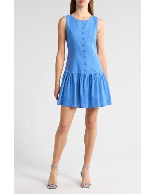 Wayf Blue Martini Linen Blend Minidress