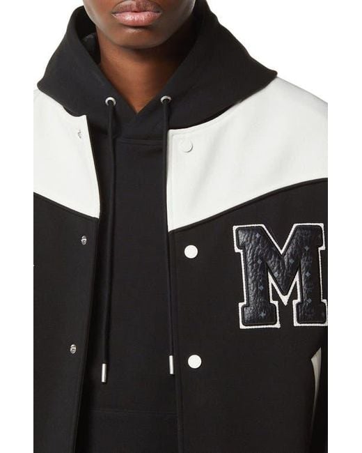 MCM Black Munchen Ponte Varsity Jacket for men