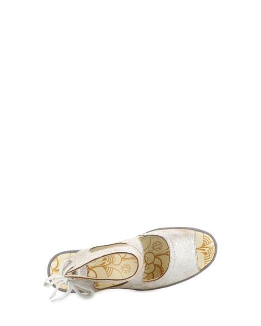 Fly London White Yulp Platform Wedge Sandal